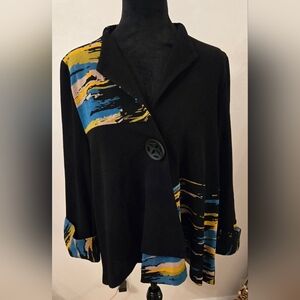 IC By Connie K Asymetrical Abstract Art To Wear One Button Jacket